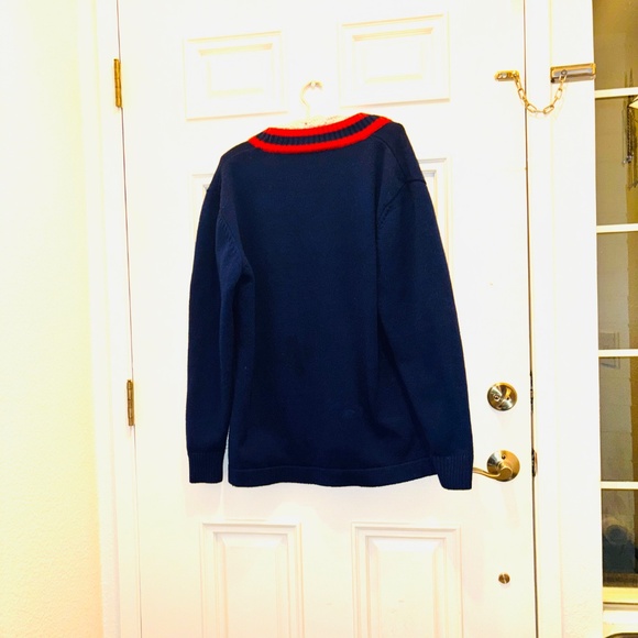 Vintage Authentic Gucci Alien Mascot Oversized Navy Blue Cardigan Mohair Cotton - Picture 5 of 12